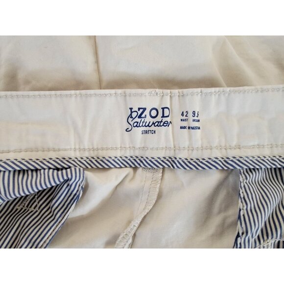 Izod Saltwater Stretch Mens Shorts 42W 9.5" Inseam Cotton Blend Silver Birch Col - Picture 3 of 5